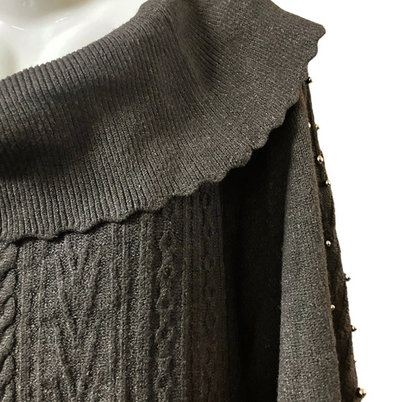 Design History Women's Black Off-The-Shoulder Cable Knit Balloon Sweater Size 3X - Picture 5 of 9